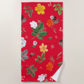 Gelbe Blumen und weiße Rosen 13 Strandtuch (Vorderseite)