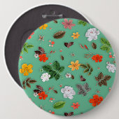 Gelbe Blumen und weiße Rosen 14 Button (Vorne & Hinten)