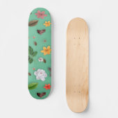 Gelbe Blumen und weiße Rosen 14 Skateboard (Vorderseite)