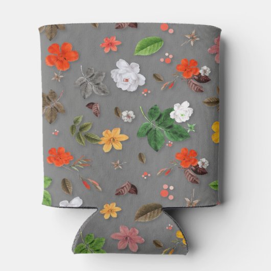 Gelbe Blumen und weiße Rosen 16 Dosenkühler (Rückseite)