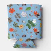 Gelbe Blumen und weiße Rosen 18 Dosenkühler (Rückseite)