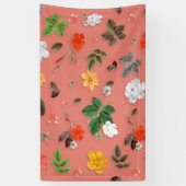 Gelbe Blumen und weiße Rosen 19 Banner (Vertikal)