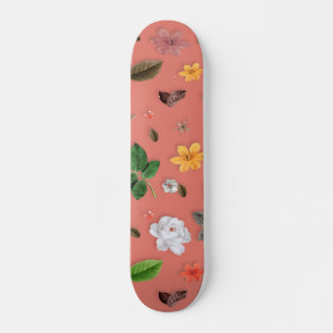 Gelbe Blumen und weiße Rosen 19 Skateboard