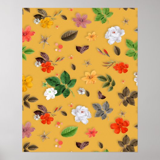 Gelbe Blumen und weiße Rosen 20 Poster (Vorne)