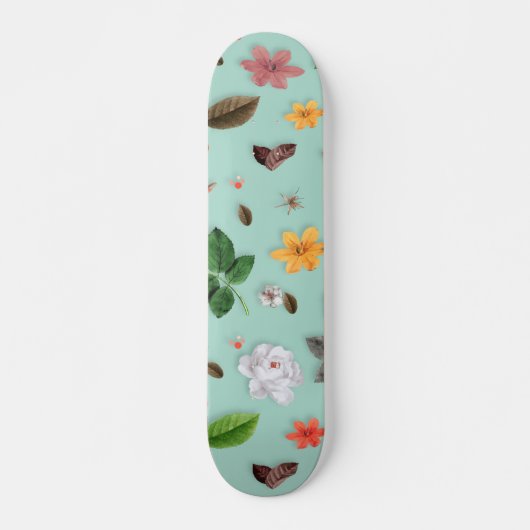 Gelbe Blumen und weiße Rosen 22 Skateboard (Vorne)