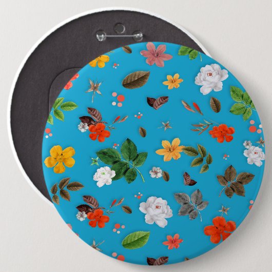 Gelbe Blumen und weiße Rosen 24 Button (Vorne & Hinten)