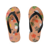 Gelbe Blumen und weiße Rosen 25 Kinderbadesandalen (Fußbett)