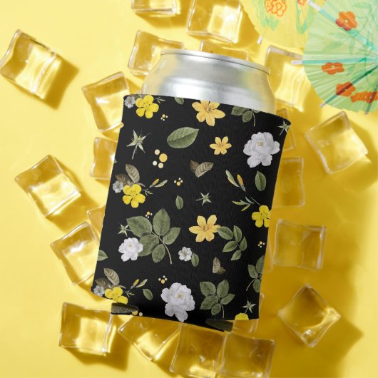 Gelbe Blumen und Weiße Rosen 2 Dosenkühler (In Situ Sommer)