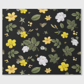 Gelbe Blumen und Weiße Rosen 2 Geschenkpapier (Flach)