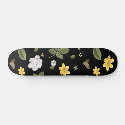 Gelbe Blumen und Weiße Rosen 2 Skateboard (Horizontal)