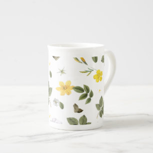 Gelbe Blumen und Weiße Rosen 3 Porzellantasse