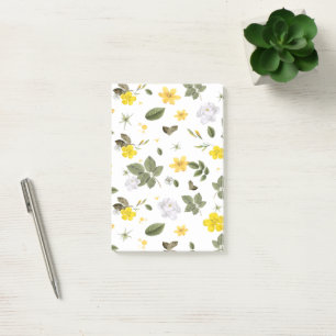Gelbe Blumen und Weiße Rosen 3 Post-it Klebezettel