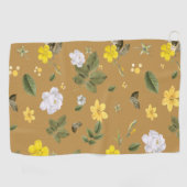 Gelbe Blumen und Weiße Rosen 4 Golfhandtuch (Horizontal)