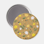 Gelbe Blumen und Weiße Rosen 4 Magnet (Vorderseite/Rückseite)