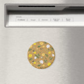 Gelbe Blumen und Weiße Rosen 4 Magnet (In Situ (Geschirrspüler))