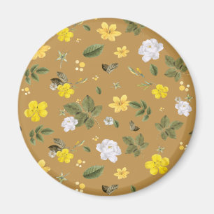 Gelbe Blumen und Weiße Rosen 4 Magnet