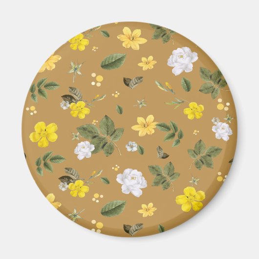 Gelbe Blumen und Weiße Rosen 4 Magnet (Vorne)