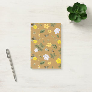 Gelbe Blumen und Weiße Rosen 4 Post-it Klebezettel