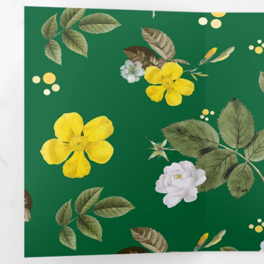 Gelbe Blumen und weiße Rosen 6 Dreifach Gefaltete Urlaubskarte (Innen Erste Seite)