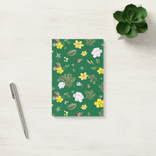 Gelbe Blumen und weiße Rosen 6 Post-it Klebezettel
