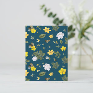 Gelbe Blumen und weiße Rosen Feiertagspostkarte