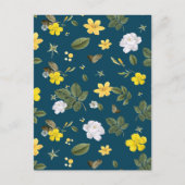 Gelbe Blumen und weiße Rosen Feiertagspostkarte (Vorderseite)