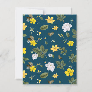 Gelbe Blumen und weiße Rosen Mitteilungskarte