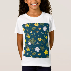 Gelbe Blumen und weiße Rosen T-Shirt