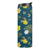 Gelbe Blumen und weiße Rosen Thermosbecher (Nach links gedreht)