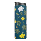 Gelbe Blumen und weiße Rosen Thermosbecher (Nach rechts gedreht)