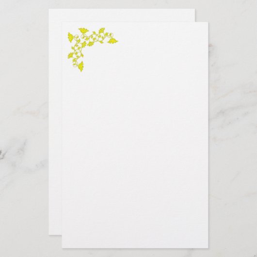 Gelbe Blumen und Wirbel Briefpapier (Vorne/Hinten)