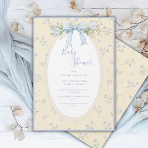 Gelbe Blumen-Vintage-Schleife Baby Shower Einladun Einladung