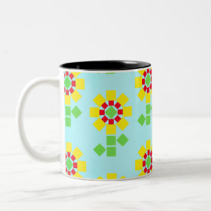 Gelbe Blumen von quadratischen Formen Zweifarbige Tasse