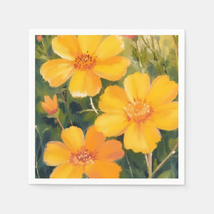 Gelbe Blumen Wasserfarbe Florales Feld Serviette