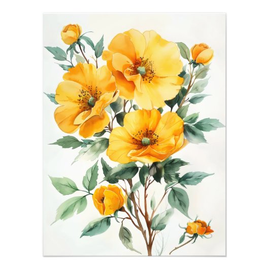 Gelbe Blumen Wasserfarbe Fotodruck (Vorne)