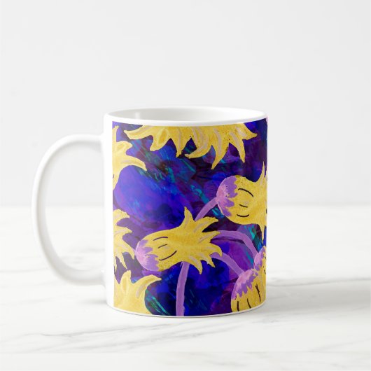 Gelbe Blumen Wasserfarben nahtloses Muster Kaffeetasse (Links)