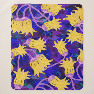 Gelbe Blumen Wasserfarben nahtloses Muster Sherpadecke