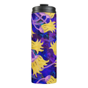 Gelbe Blumen Wasserfarben nahtloses Muster Thermosbecher