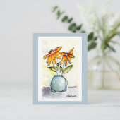 Gelbe Blumen Wasserfarben-Postkarte Postkarte (Stehend Vorderseite)