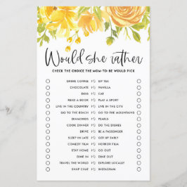 Gelbe Blumen würde sie eher ein Baby Duschspiel