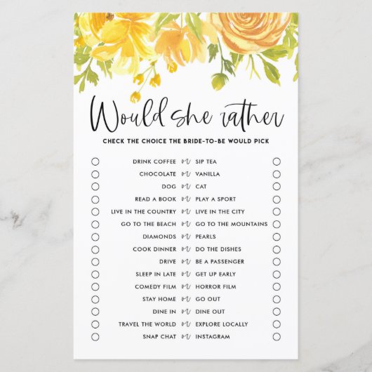 Gelbe Blumen würden sie eher Brautparty spielen (Vorderseite)