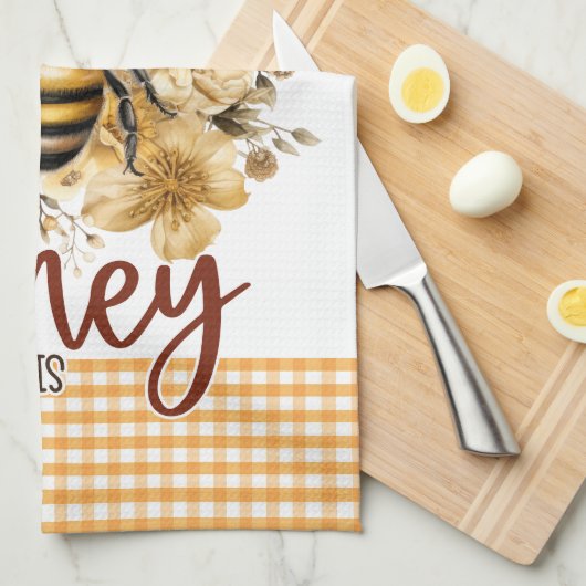 Gelbe Blumen Zuhause ist, wo Ihr Honig ist Biene Geschirrtuch (Viertel Falte)