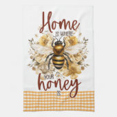 Gelbe Blumen Zuhause ist, wo Ihr Honig ist Biene Geschirrtuch (Vertikal)