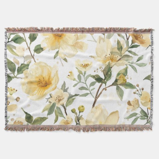 Gelbe Blumenaquarell-Botanischer Garten Decke (Vorderseite)