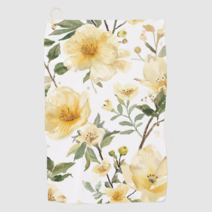 Gelbe Blumenaquarell-Botanischer Garten Golfhandtuch