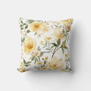 Gelbe Blumenaquarell-Botanischer Garten Kissen