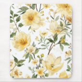 Gelbe Blumenaquarell-Botanischer Garten Mousepad (Vorne)