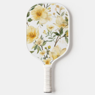 Gelbe Blumenaquarell-Botanischer Garten Pickleball Schläger