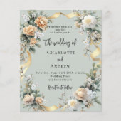 Gelbe Blumenblätter Gold Einladung zur Hochzeit (Vorderseite)