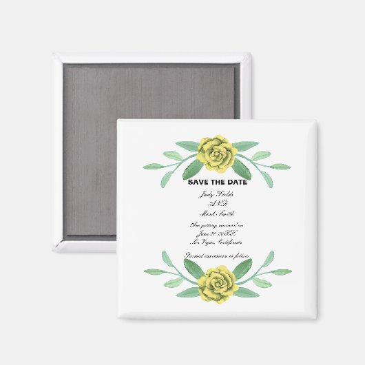Gelbe Blumenblätterung Save the Date Magnet (Vorderseite/Rückseite)